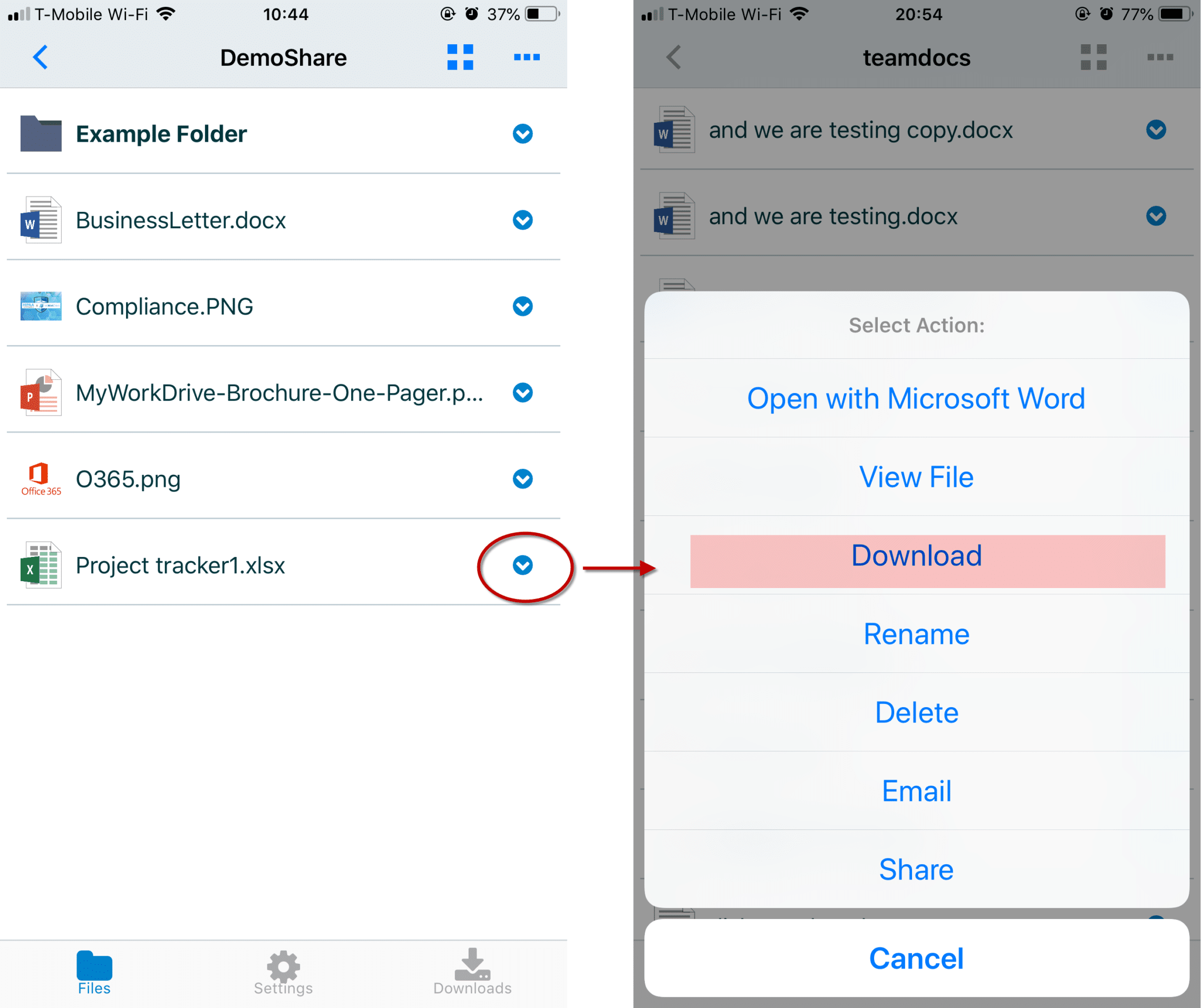 MyWorkDrive iPhone app with Azure Blob Storage.