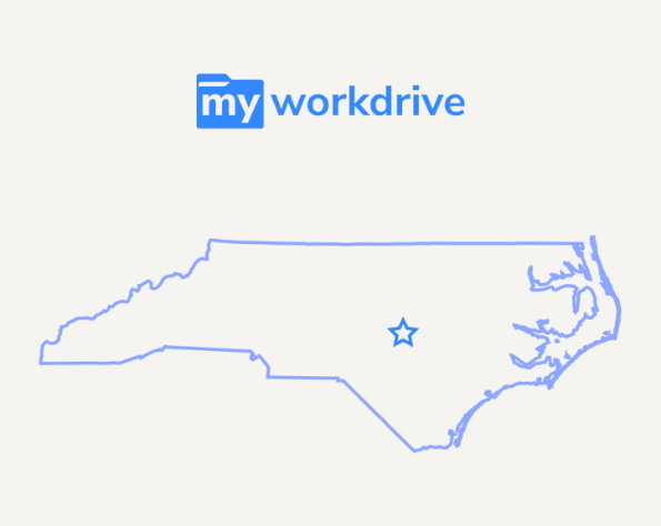 North Carolina Research Triangle location map showing MyWorkDrive headquarters in the technology hub