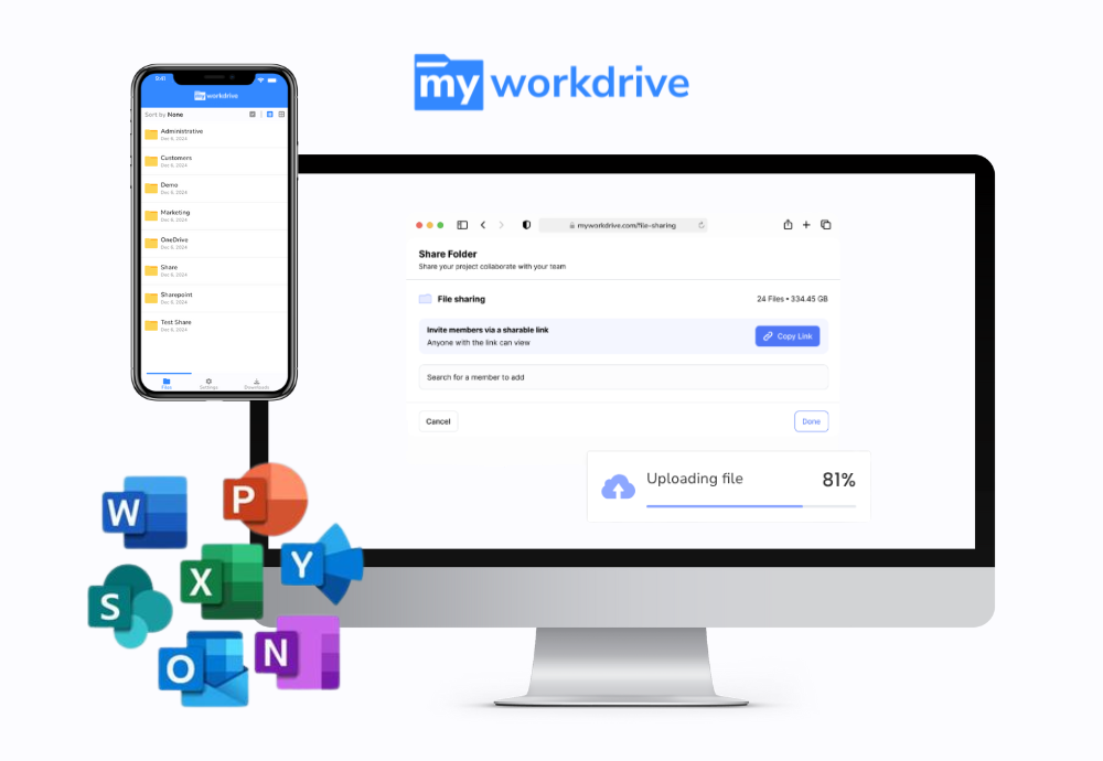 MyWorkDrive mapped drive with office online access