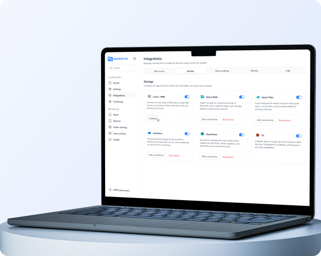 MyWorkDrive mapped drive with Office Online integration for secure file sharing and sync